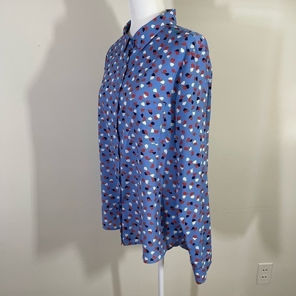 Collective concepts sz lg blouse top silky feel in a mini design in blues, rust - Picture 3 of 10